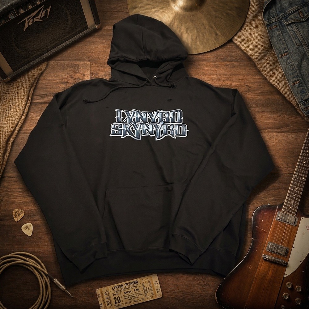 Lynyrd Skynyrd Hoodie Sweatshirt Men XL Black 2005 Winterland Graphic Distressed